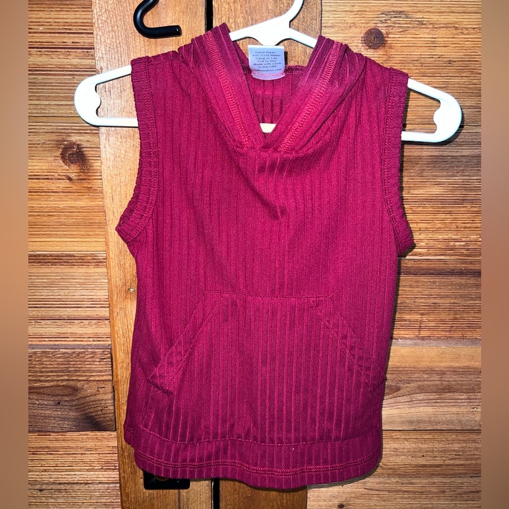 MILLIE + ROO Hoodie Tank w/ Pocket - Wine Red